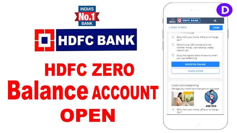 HDFC Bank Zero Balance Account Opening