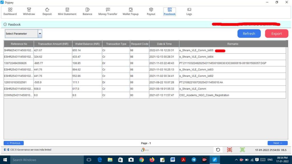 CSC eShram Lot 05 Payment