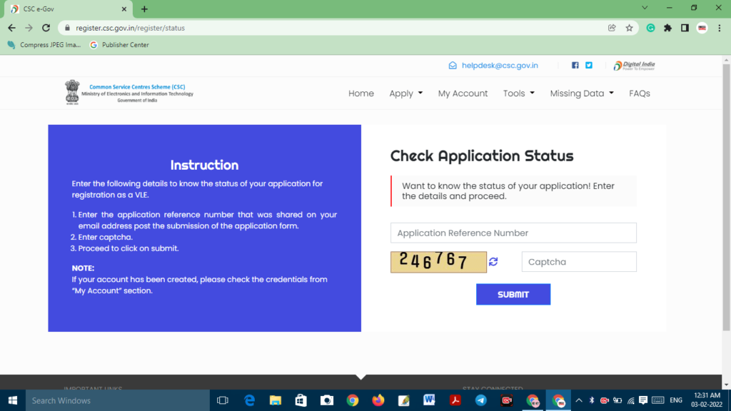 Check CSC Application Status Online