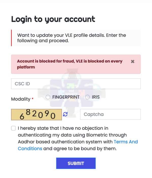 Account is blocked for Froud VLE is Blocked on every Platform