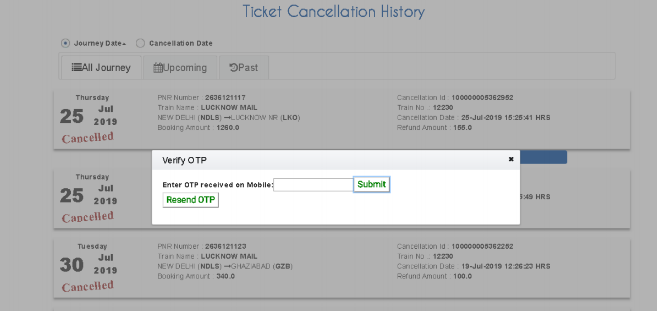 CSC IRCTC Ticket Cancellation