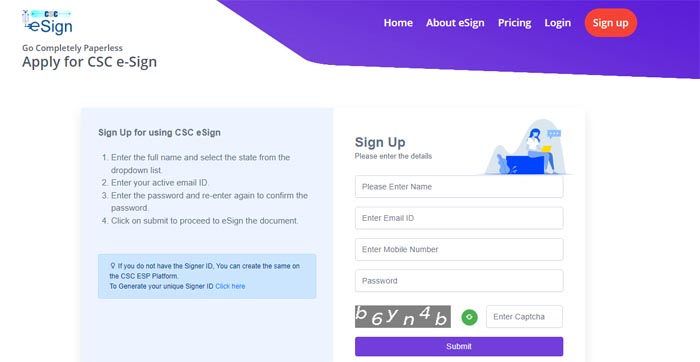 CSC eSign SignUp