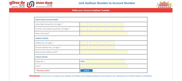 Union Bank Aadhaar Seeding